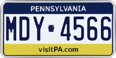 PA license plate MDY4566