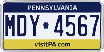 PA license plate MDY4567