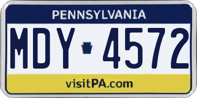 PA license plate MDY4572