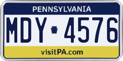 PA license plate MDY4576