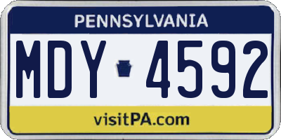 PA license plate MDY4592