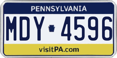 PA license plate MDY4596
