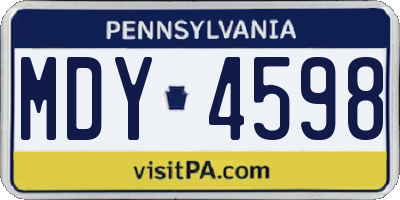 PA license plate MDY4598
