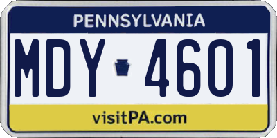 PA license plate MDY4601