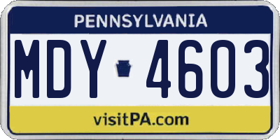 PA license plate MDY4603