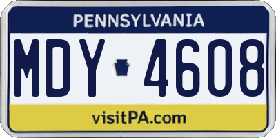 PA license plate MDY4608