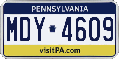 PA license plate MDY4609
