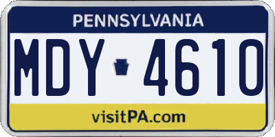 PA license plate MDY4610