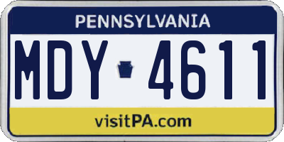 PA license plate MDY4611