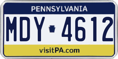 PA license plate MDY4612