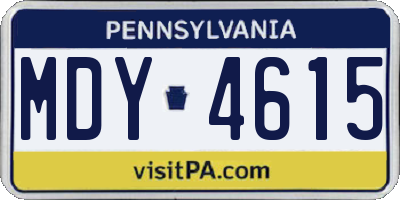 PA license plate MDY4615