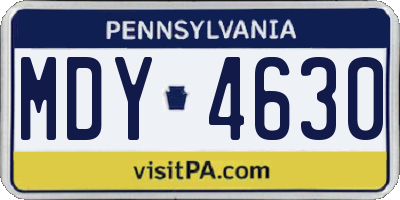 PA license plate MDY4630