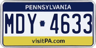 PA license plate MDY4633