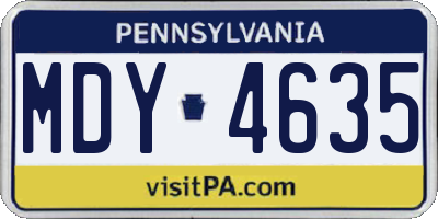 PA license plate MDY4635