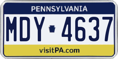 PA license plate MDY4637
