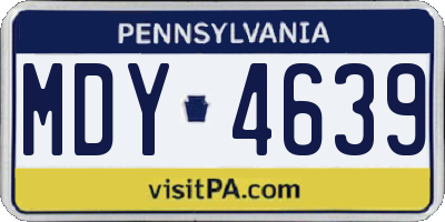 PA license plate MDY4639