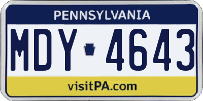 PA license plate MDY4643