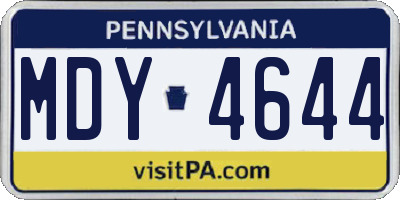 PA license plate MDY4644
