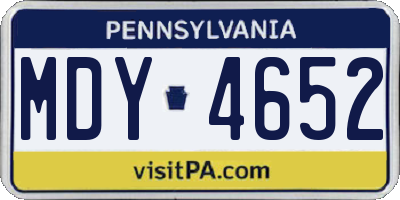 PA license plate MDY4652