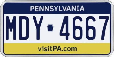 PA license plate MDY4667
