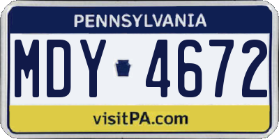 PA license plate MDY4672
