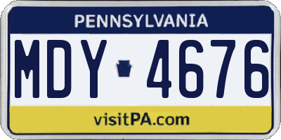 PA license plate MDY4676