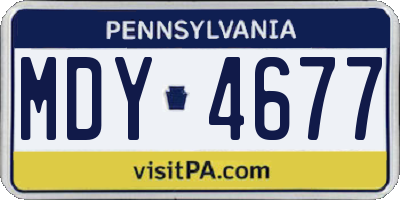 PA license plate MDY4677