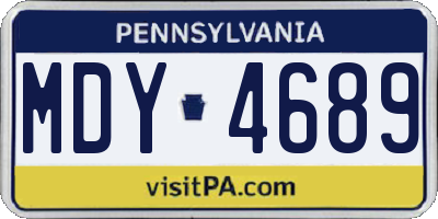PA license plate MDY4689