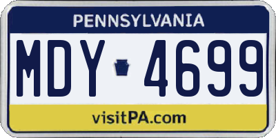 PA license plate MDY4699