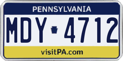 PA license plate MDY4712