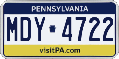 PA license plate MDY4722