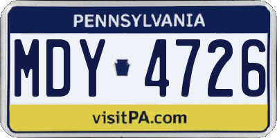 PA license plate MDY4726