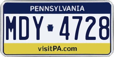 PA license plate MDY4728