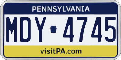 PA license plate MDY4745
