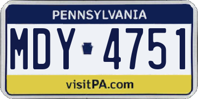 PA license plate MDY4751