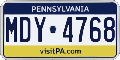 PA license plate MDY4768