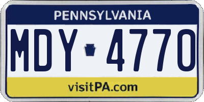 PA license plate MDY4770