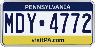 PA license plate MDY4772