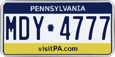 PA license plate MDY4777