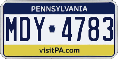 PA license plate MDY4783