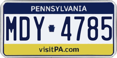 PA license plate MDY4785
