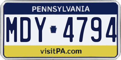 PA license plate MDY4794