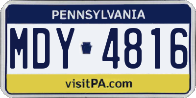 PA license plate MDY4816