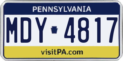 PA license plate MDY4817