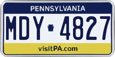 PA license plate MDY4827