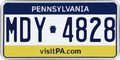 PA license plate MDY4828