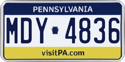 PA license plate MDY4836