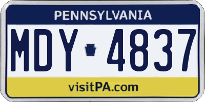 PA license plate MDY4837