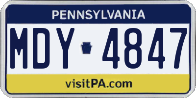 PA license plate MDY4847