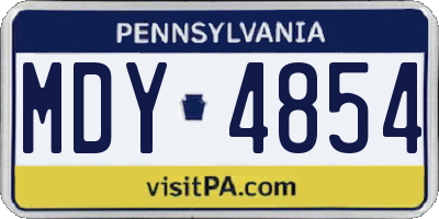 PA license plate MDY4854